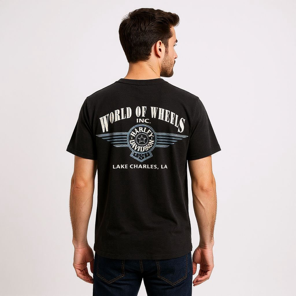 Harley-Davidson Vintage World of Wheels Button Henley Tee Shirt - XL + See Notes